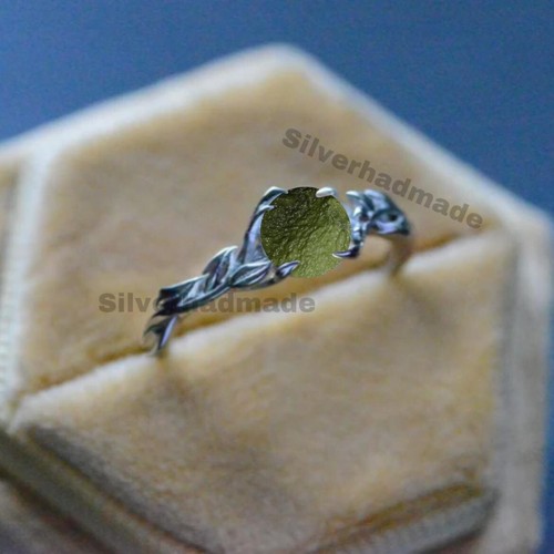 Raw moldavite ring 925 - moldavite,