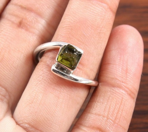 Natural moldavite rough ring - natural,